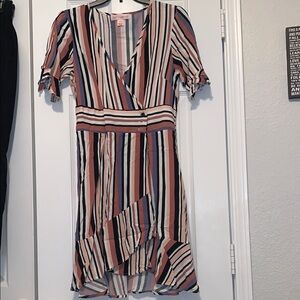 Band of Gypsies Multicolor Striped High Low Dress